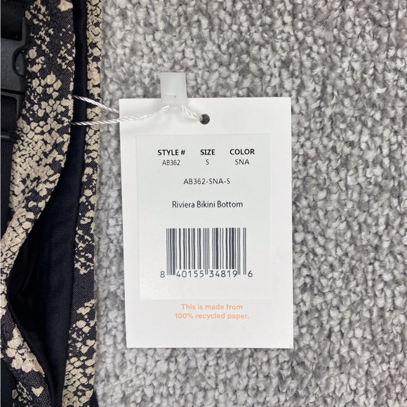 Andie Riviera Bikini Bottom Womens Small Black Cream Snake Belt Swim AB362-SNA-S - Picture 6 of 9